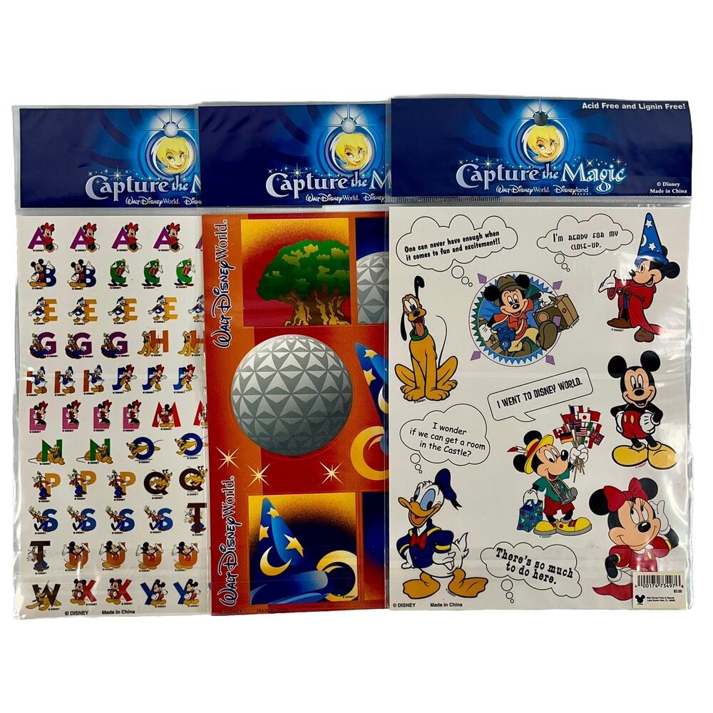 Disney Parks Capture The Magic Stickers (3) Disney World Scrapbook Sealed NEW